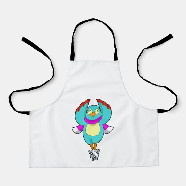 Tablier Oiseau au patinage sur glace avec patins sur glace (Recto)