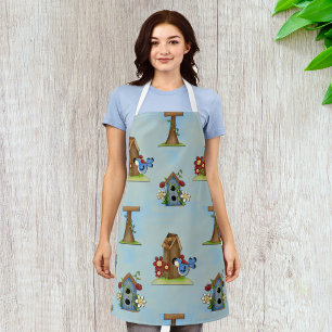 Tablier Oiseau Bleu Fantaisiste et Maison d'Oiseau Mignon