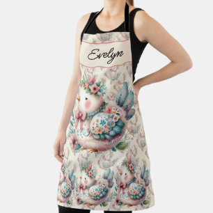 Tablier Oiseau folklorique floral au charme bohème pastel
