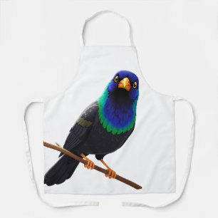 Tablier Oiseau iridescent violet et bleu