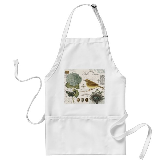 Tablier oiseau vintage et nid (Devant)