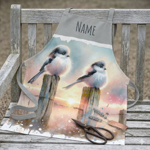 Tablier Oiseaux au pastel à l'aquarelle sur une clôture au