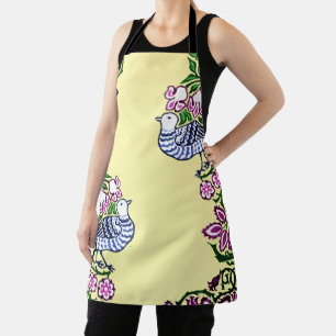 Tablier Oiseaux folkloriques Fleurs Acorns
