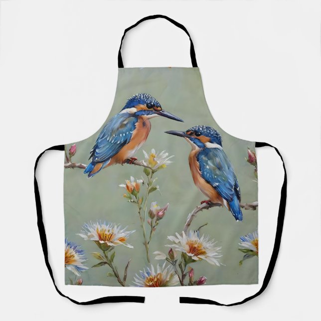 Tablier Oiseaux martins-pêcheurs australiens et fleurs pei (Recto)