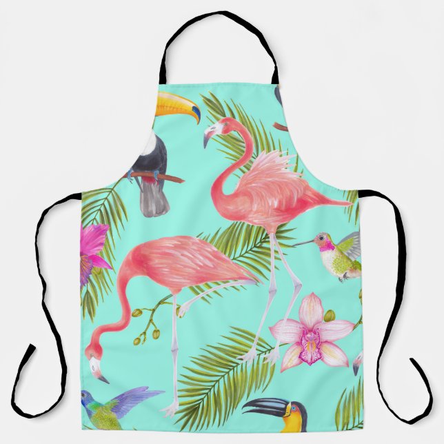 Tablier Oiseaux tropicaux : motif imperméable. (Recto)
