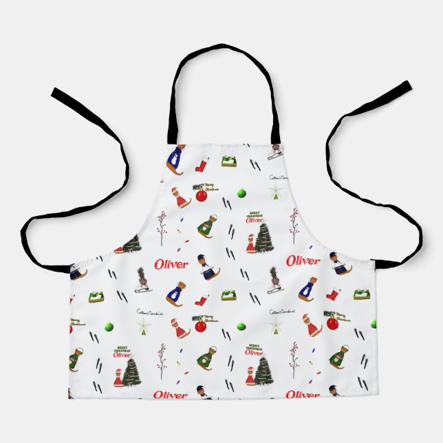 Tablier Oliver Le Motif aléatoire de Noël Otter (Recto)