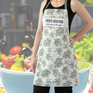 Tablier Olives grecques, Chef de restaurant, Yaya Texte pe