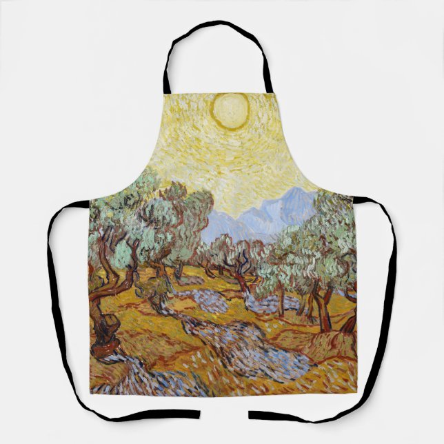 Tablier Oliviers avec ciel jaune et soleil   (Recto)