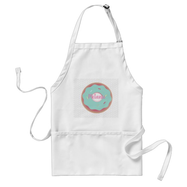 Tablier Ombre boulangerie Turquoise Donuts Nom personnalis (Devant)