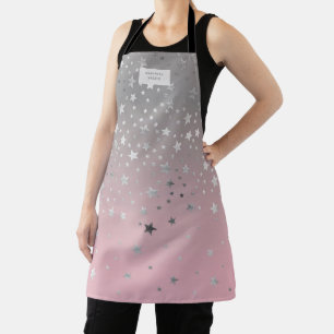Tablier ombre brillant argent étoiles monogramme apron