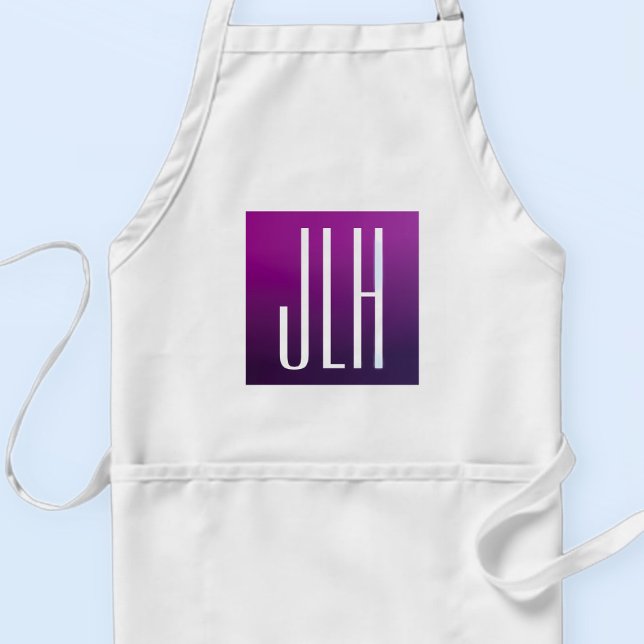 Tablier Ombre Violet & Initiales ou autre Texte Blanc (Créateur téléchargé)