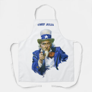 Tablier Oncle Sam patriotique vintage avec chapeau à étoil