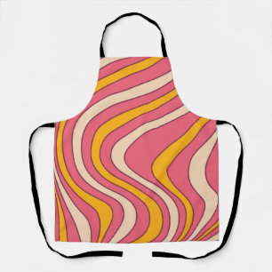 Tablier Ondes de style rétro rose et orange