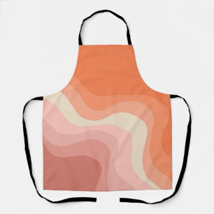 Tablier Ondes de style rétro rose et orange