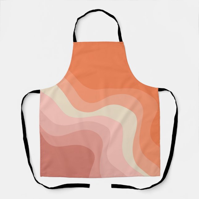 Tablier Ondes de style rétro rose et orange (Recto)