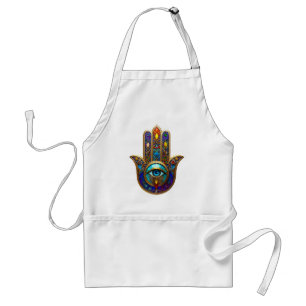 Tablier Or Hamsa Coloré Turquoise Saphir Troisième Œil