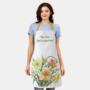 Tablier Orange and Yellow Daylilies Floral Botanal Print