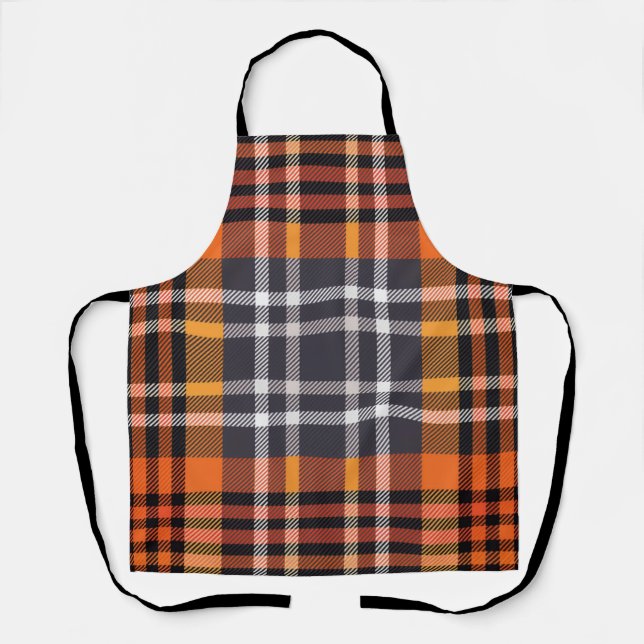 Tablier Orange Automne Halloween Thanksgiving Plaid (Recto)