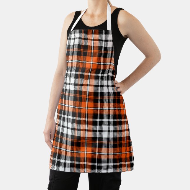 Tablier Orange Black White Plaid Tartan Pattern Design  (Insitu)