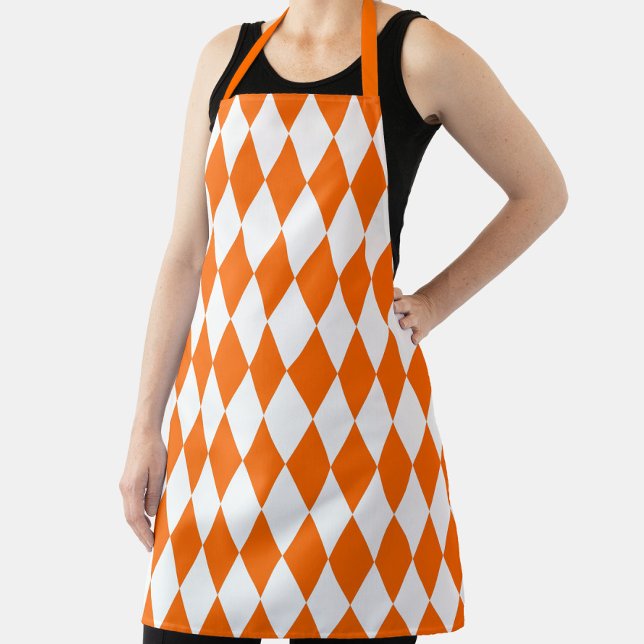 Tablier Orange blanc Arlequin Diamants Checkers Design (Créateur téléchargé)