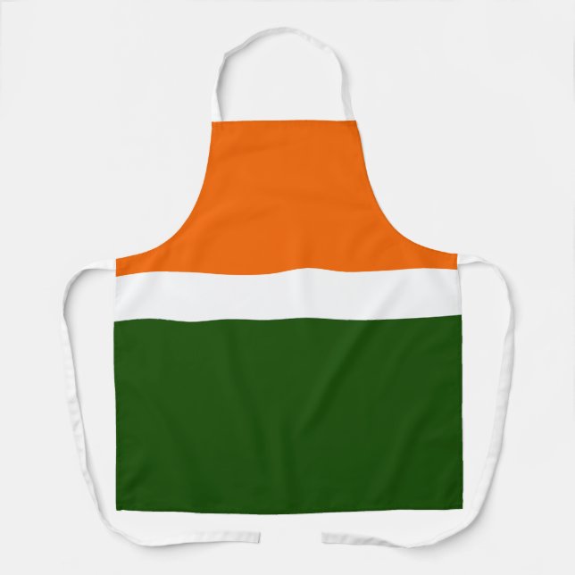 Tablier Orange Blanc Vert Plat Couleur Bloc Design (Recto)