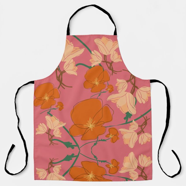 Tablier orange et rose floral (Recto)