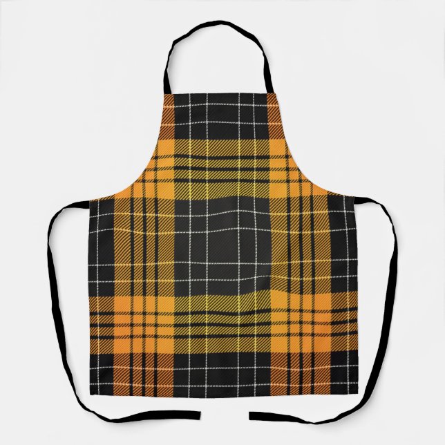 Tablier Orange Noir Automne Halloween Plaid (Recto)