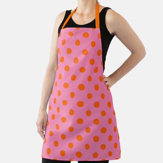 Tablier Orange On Rose Pois Design Motif (Créateur téléchargé)