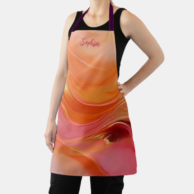 Tablier Orange, Rose et Or Moderne- (Insitu)