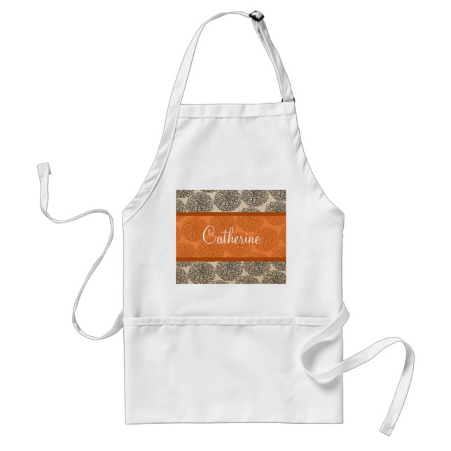 Tablier Orange Vintage Zinnia Apron (Devant)