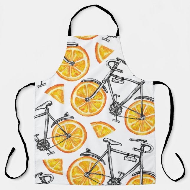 Tablier Oranges à bicyclette : Motif d'été d'aquarelle (Recto)