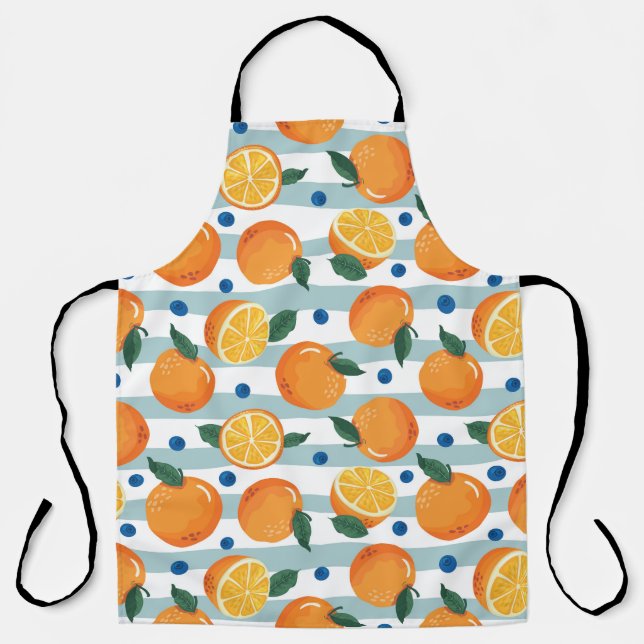 Tablier Oranges à rayures arrière - plan, motif d'été. (Recto)