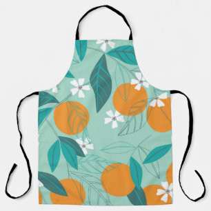 Tablier Oranges en fleurs, feuille, art vintage.