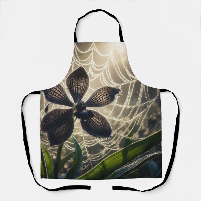 Tablier Orchidée noire Spiderweb Floral (Recto)