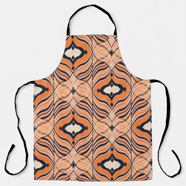 Tablier Oriental Seamless : Ornement orange noir (Recto)