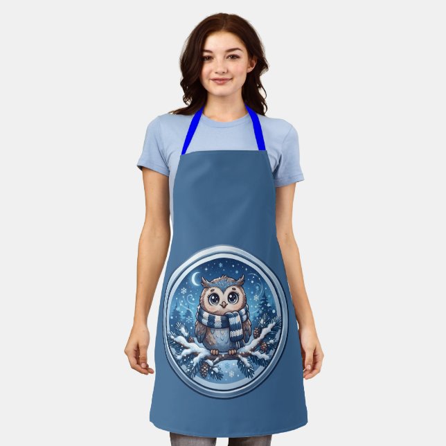 Tablier Ornement de hibou mignon d'hiver (Porté)