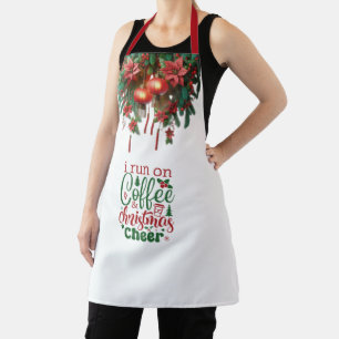 Tablier Ornements de Noël rouges et citation de cuisine