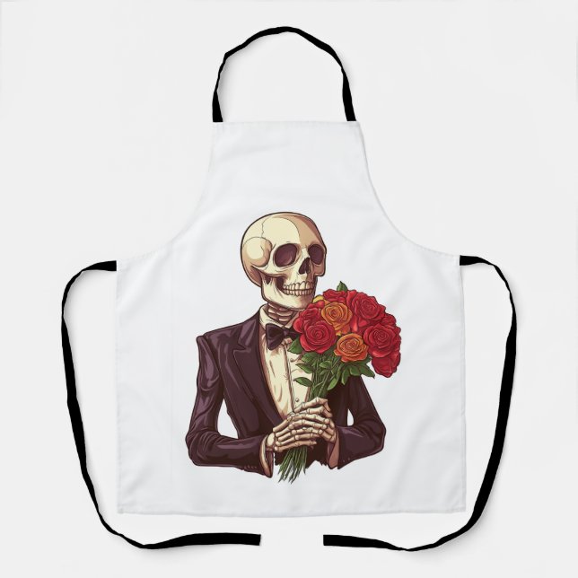 Tablier Os de l'amant � Squelette romantique drôle (Recto)