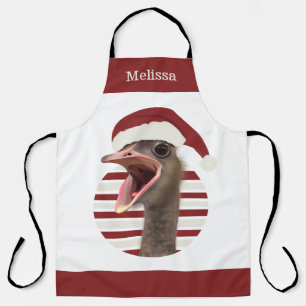 Tablier Ostrich de Noël joyeux avec chapeau de Père Noël