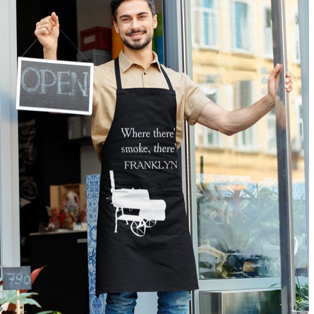 Tablier Où il y a Fumée Nom Monogram Grill Smoker (Créateur téléchargé)