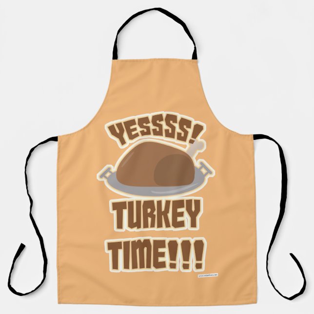 Tablier Oui Turquie Temps Fun Thanksgiving Yum Motto (Recto)
