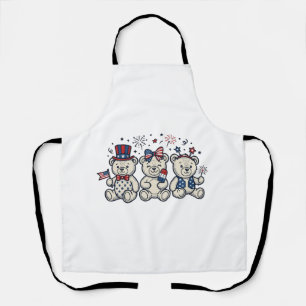 Tablier Ours en peluche patriotiques Gravure vintage vecte