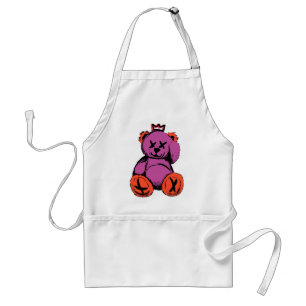 Tablier Ours en peluche royal en violet et orange