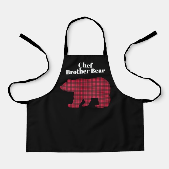 Tablier Ours Frère Chef Carreaux Buffle Rouge Noir (Recto)