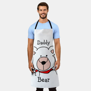 Tablier Ours Papa Minimaliste Noir et Blanc