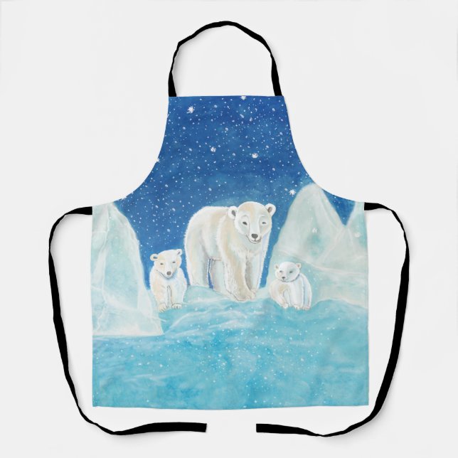 Tablier Ours polaires et paysage hivernal (Recto)
