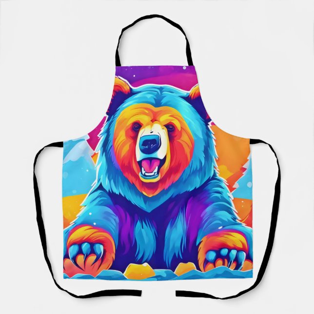 Tablier Ours vibrant dans la neige (Recto)