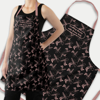 Tablier Outil de cheveux rose noir Motif Styliste Apron