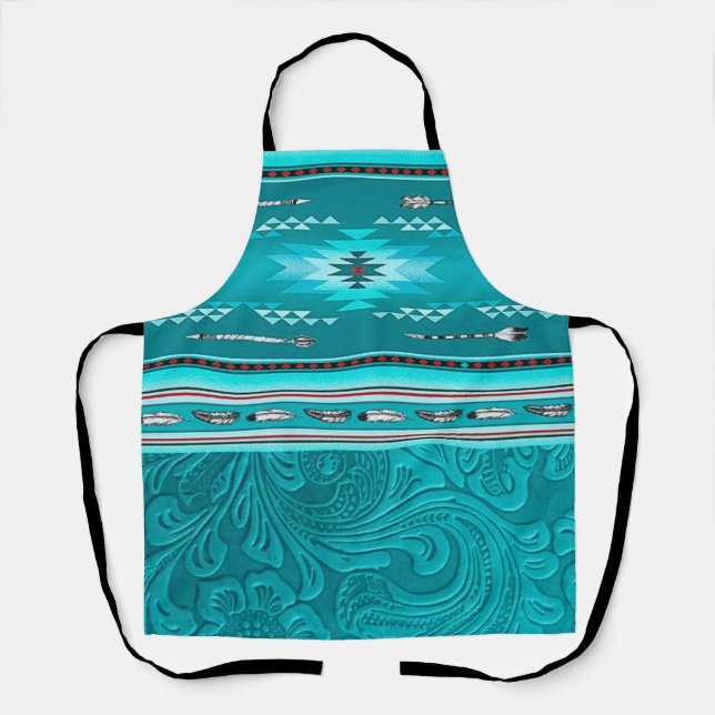Tablier Outil en cuir Turquoise Tribal Navajo (Recto)