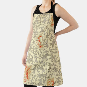Tablier Owen Jones Motif Ancien : Corail Floral Gris